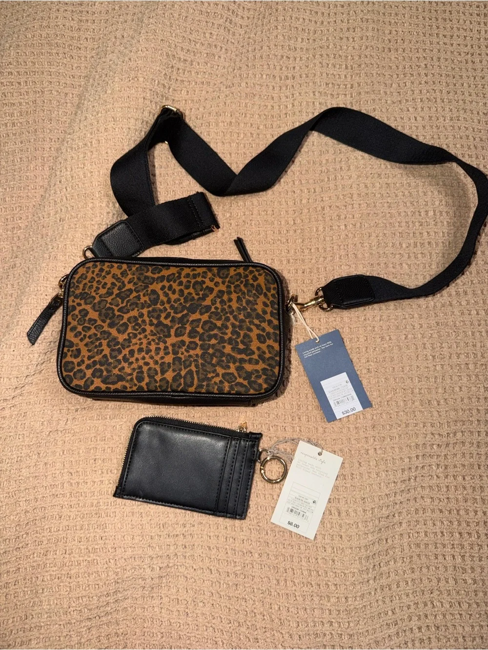 Universal Thread Double Zip Camera Leopard Print Crossbody Bag